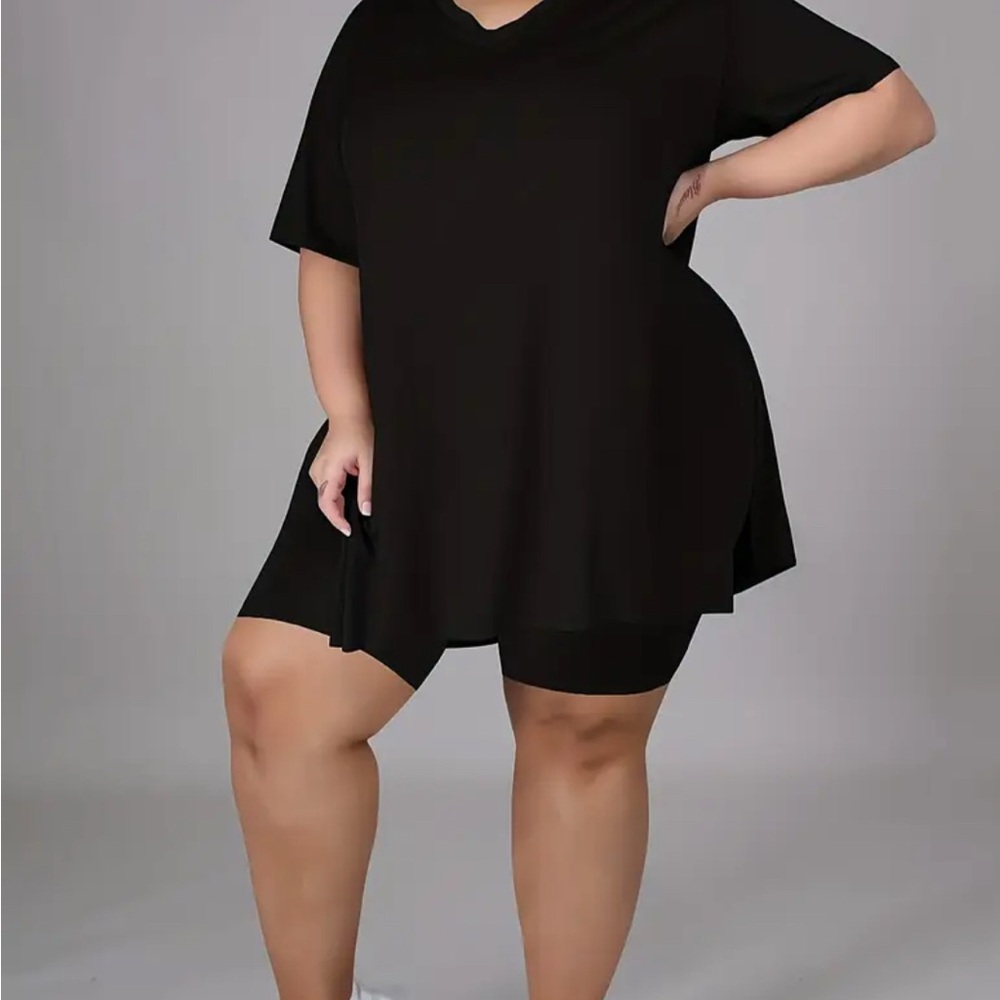 New - Black Two-Piece Top and Short Set